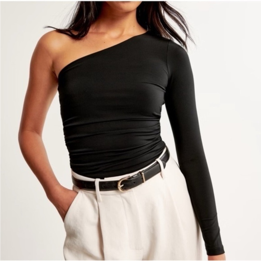 Abercrombie One-Shoulder Long Sleeve Black Top